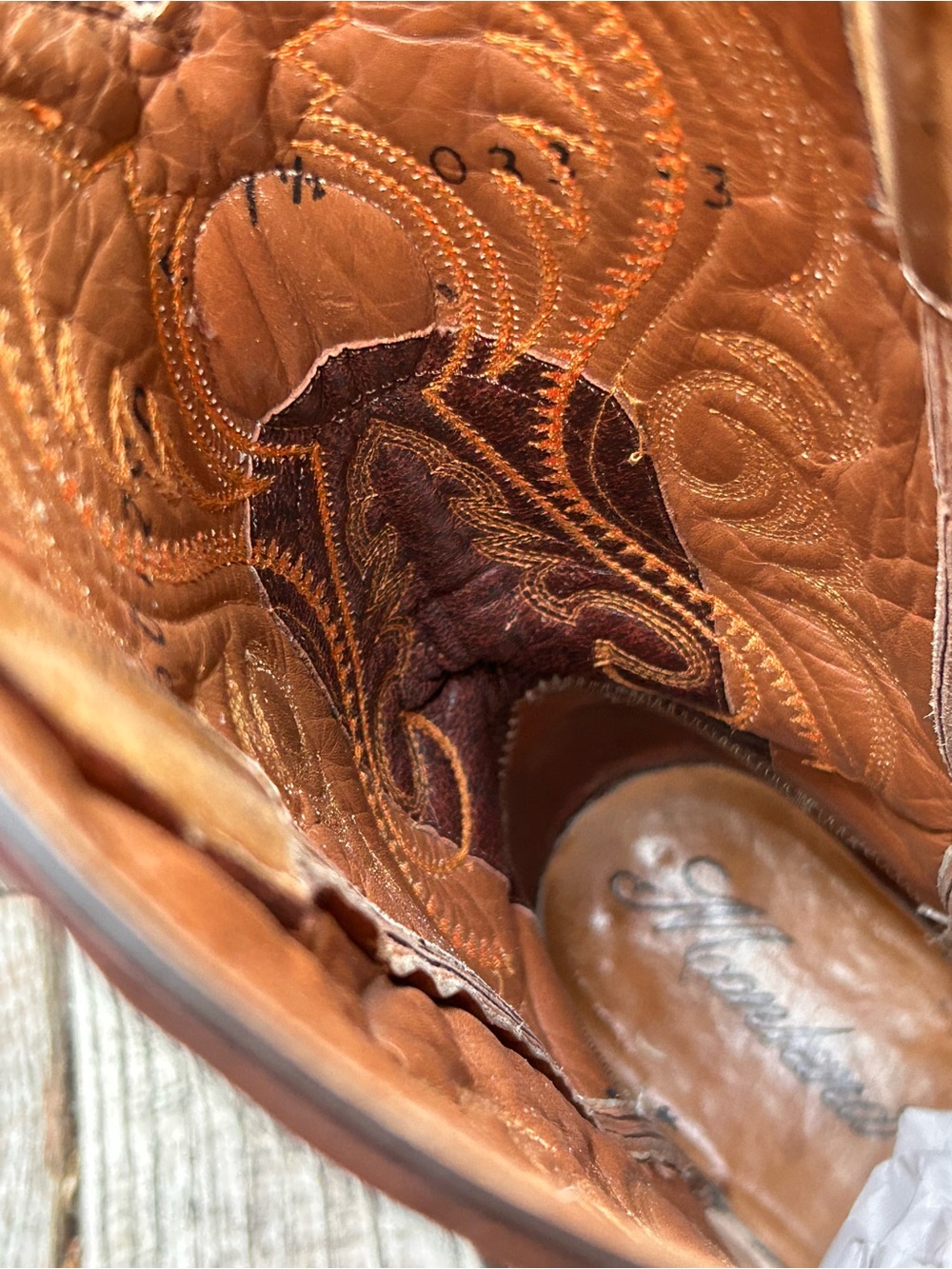 Montana’s Bronze Exotic Authentic Croc Tail Cowboy Boots Size 7.5 D Snip Toe - Picture 9 of 14